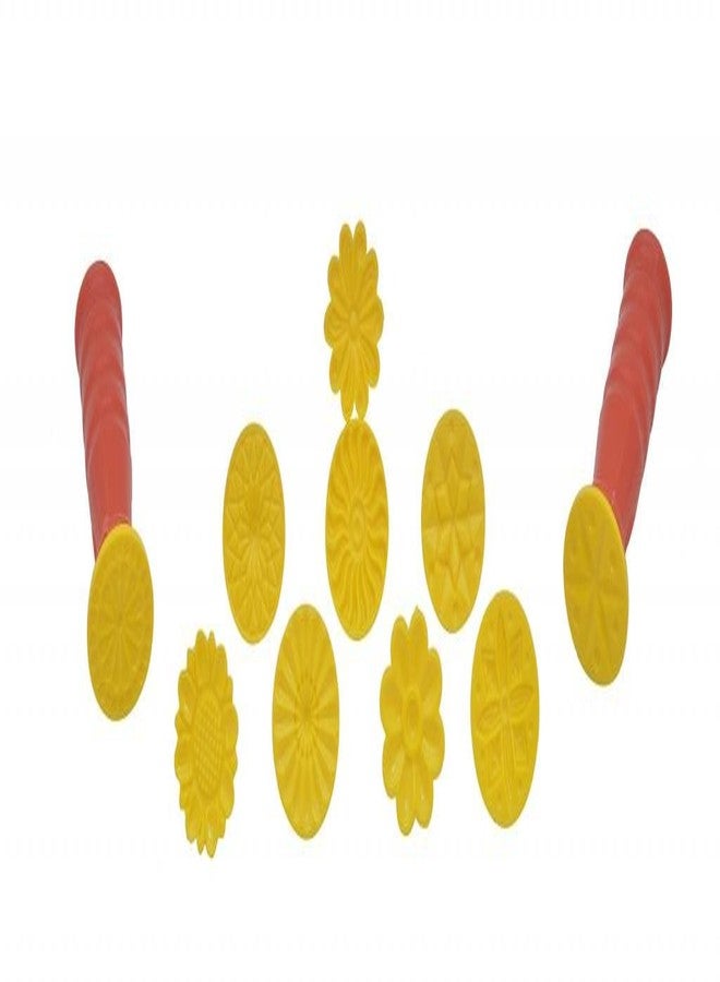 دي أس مجموعة طوابع بيدا دي إس 10 | مكبس قوالب حلوى هندية | حجم كبير 3.8 سم | متعدد الألوان - Image 1